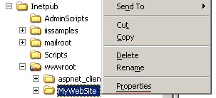 Opening properties for old Web Site location