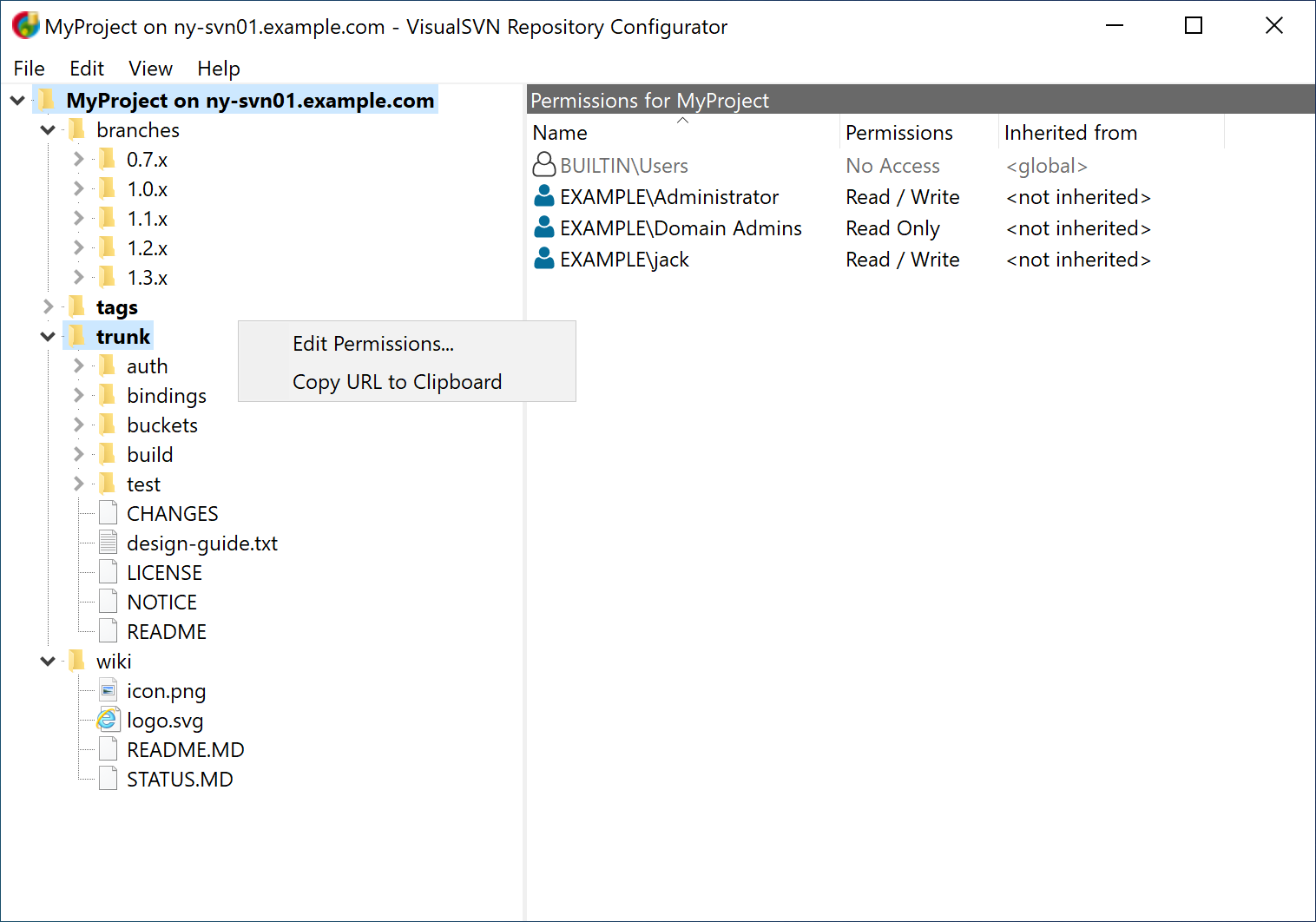 VisualSVN Repository Configurator