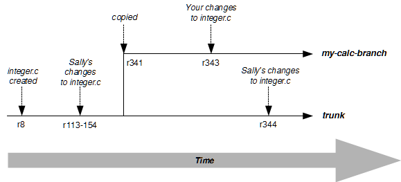 The branching of one file's history