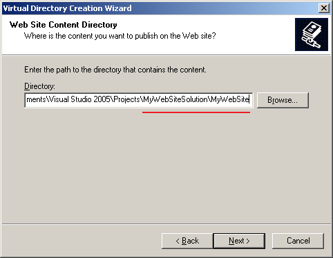 Mapping virtual directory to a new Web Site location