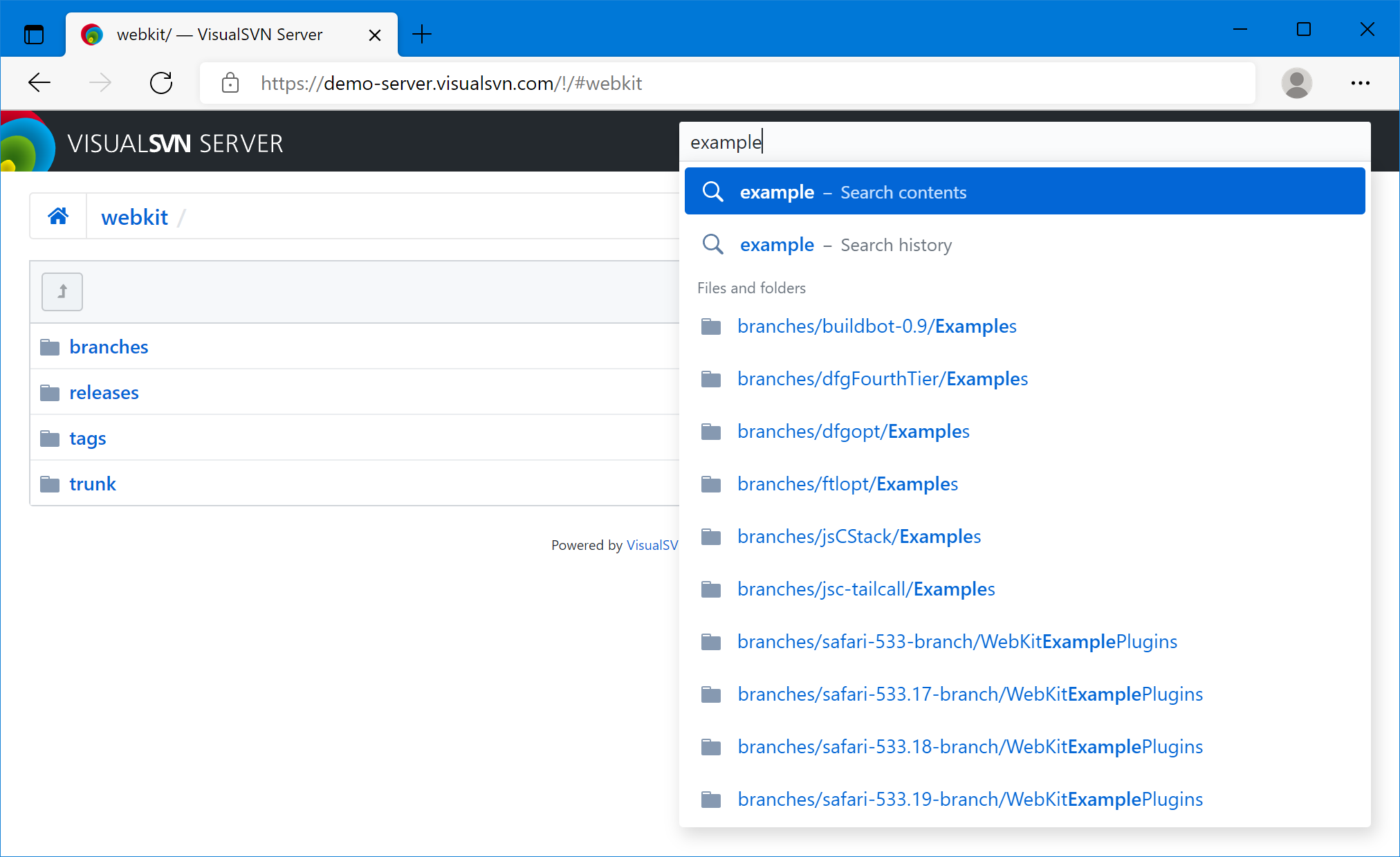 Findpage Visual Getting started with full-text search | VisualSVN Help Center