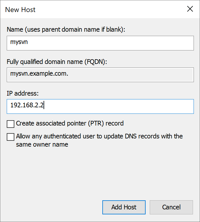 New Host (A or AAAA)